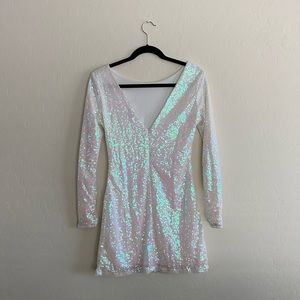 Glamorous White Sequin Dress Medium
